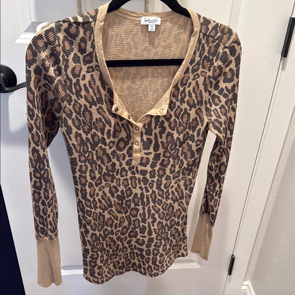 Splendid Leopard Print Women's Top - Brown size medium